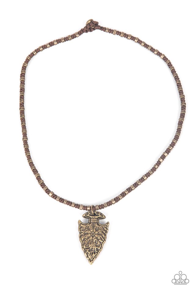 ​Get Your ARROWHEAD in the Game - Brass - Paparazzi Necklace Image