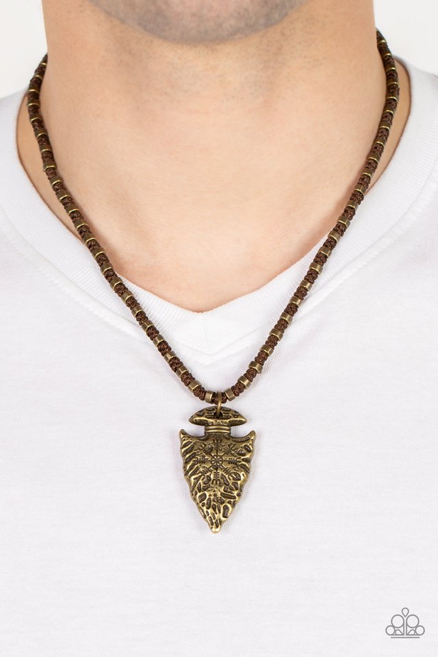 ​Get Your ARROWHEAD in the Game - Brass - Paparazzi Necklace Image