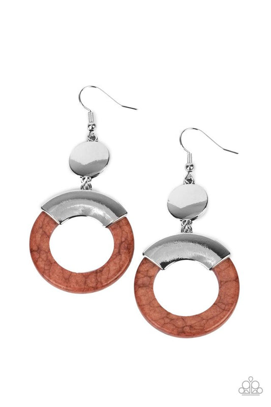 ​ENTRADA at Your Own Risk - Brown - Paparazzi Earring Image