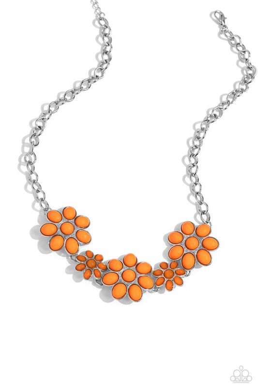 Flamboyantly Flowering - Orange - Paparazzi Necklace Image
