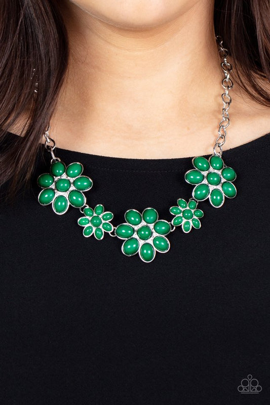Flamboyantly Flowering - Green - Paparazzi Necklace Image