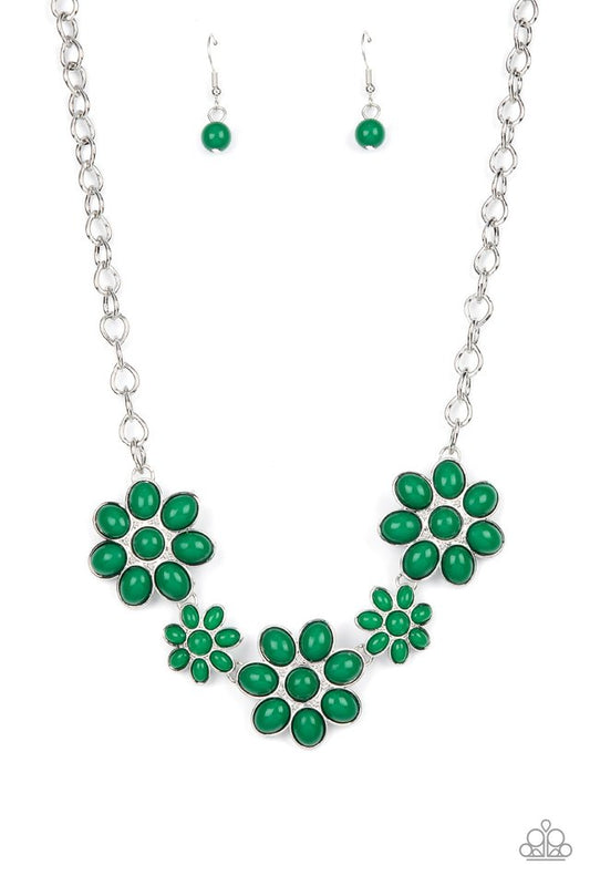 Flamboyantly Flowering - Green - Paparazzi Necklace Image
