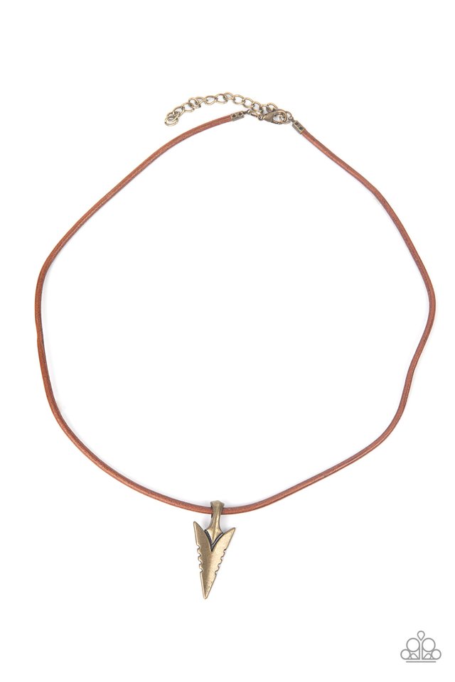 Pharaohs Arrow - Brass - Paparazzi Necklace Image