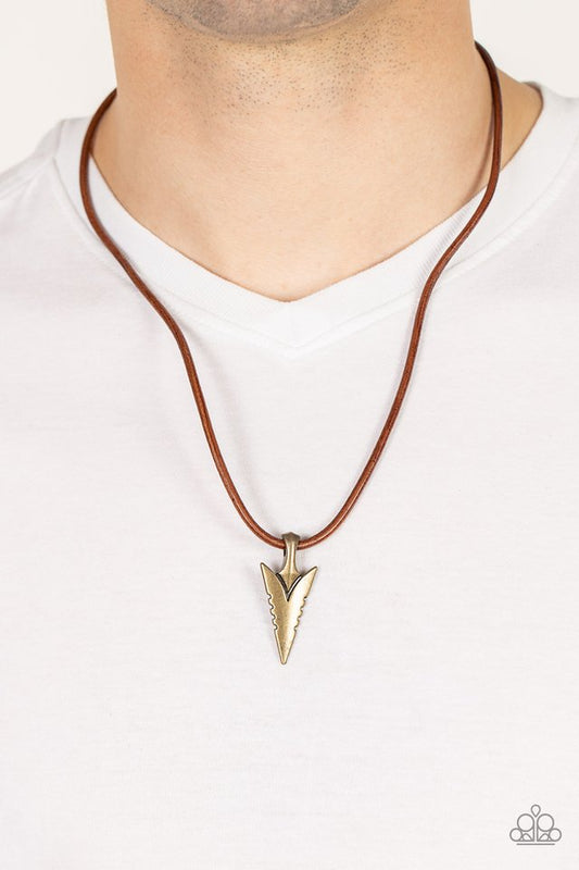 Pharaohs Arrow - Brass - Paparazzi Necklace Image