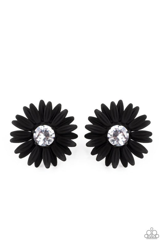 Sunshiny DAIS-y - Black - Paparazzi Earring Image