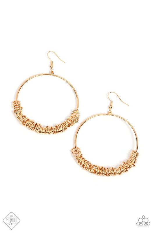 Retro Ringleader - Gold - Paparazzi Earring Image