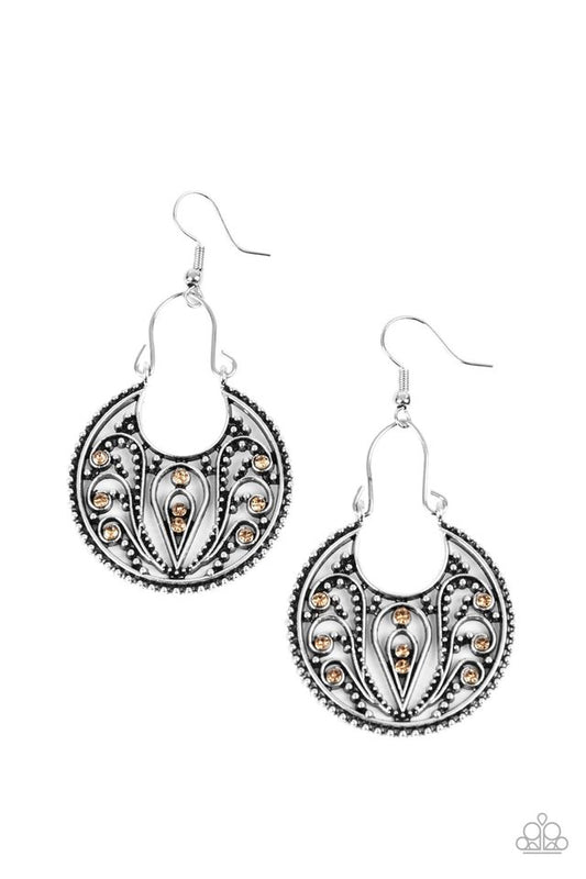 Vineyard Villa - Brown - Paparazzi Earring Image