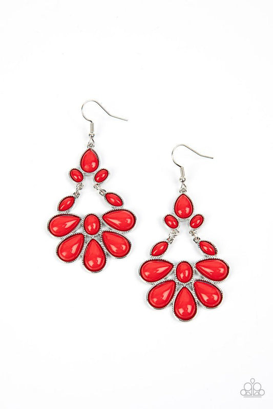 Colorfully Canopy - Red - Paparazzi Earring Image