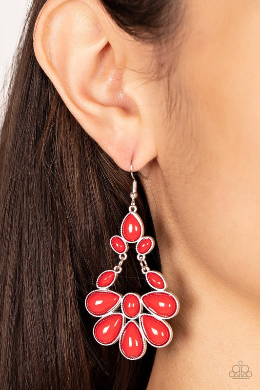 Colorfully Canopy - Red - Paparazzi Earring Image