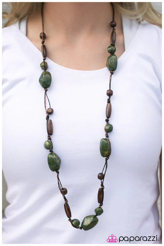 Paparazzi Necklace ~ Take A Hike - Green