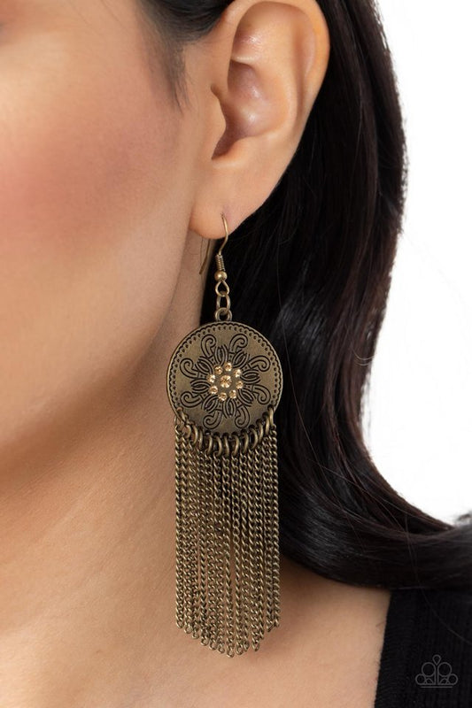 Fringe Control - Brass - Paparazzi Earring Image