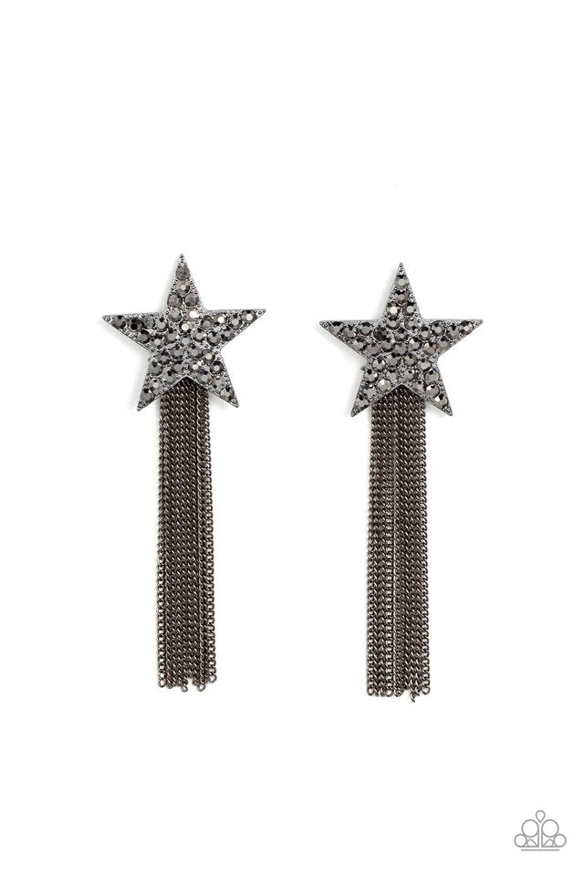 Superstar Solo - Black - Paparazzi Earring Image