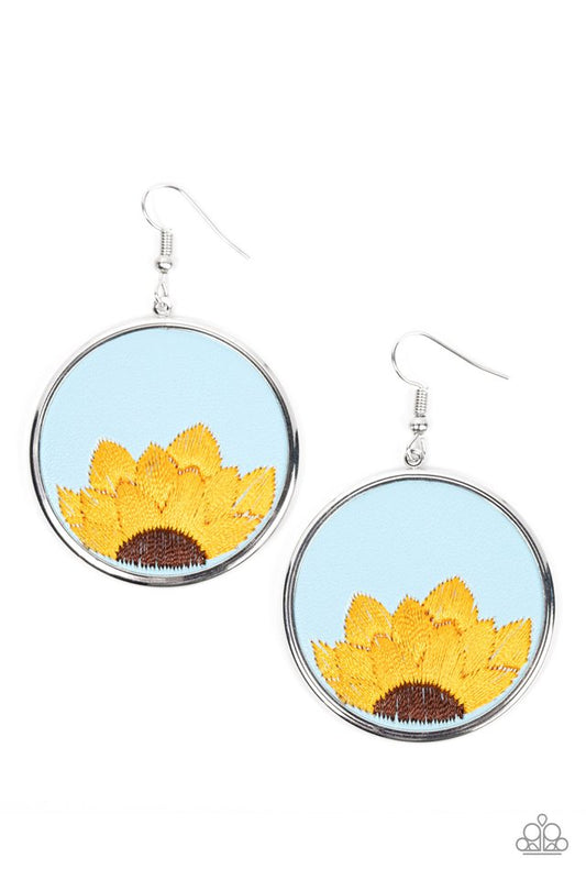 Sun-Kissed Sunflowers - Blue - Paparazzi Earring Image