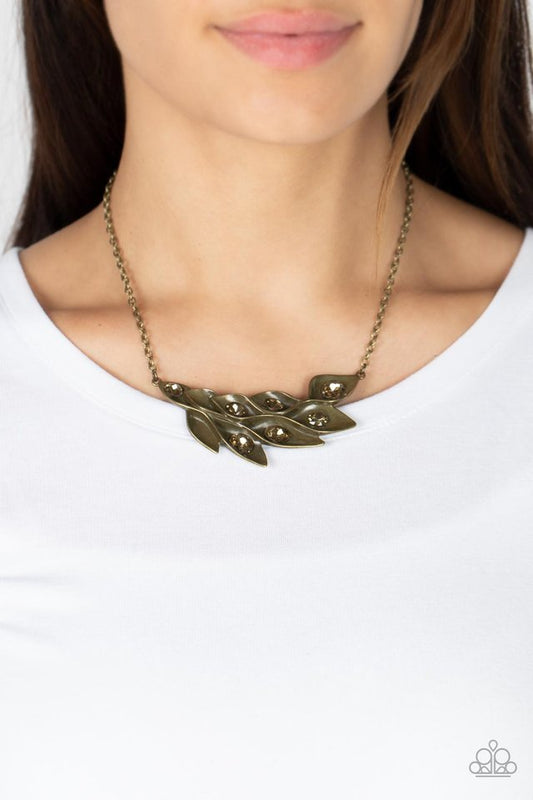 ​Enviable Elegance - Brass - Paparazzi Necklace Image