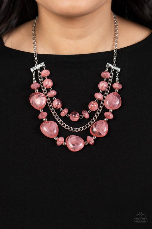 Oceanside Service - Pink - Paparazzi Necklace Image