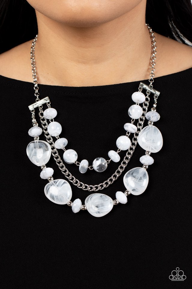 ​Oceanside Service - White - Paparazzi Necklace Image