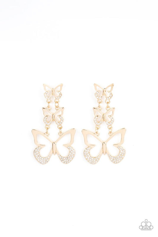 Flamboyant Flutter - Gold - Paparazzi Earring Image