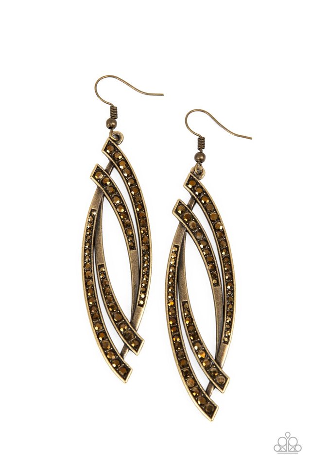 Twinkle for Two - Brass - Paparazzi Earring Image