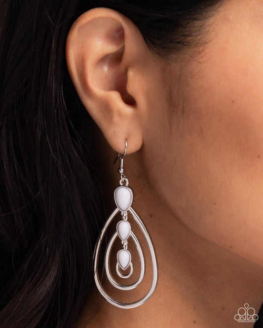 ​Sweat and TIERS - White - Paparazzi Earring Image