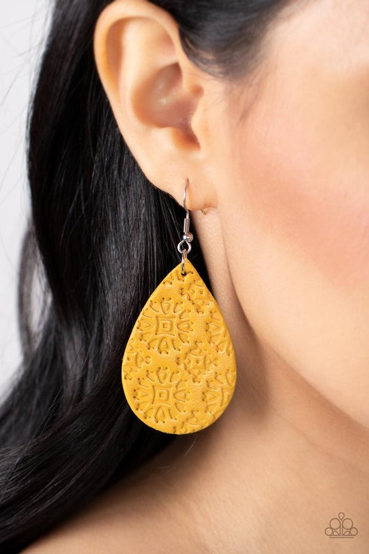 Stylishly Subtropical - Yellow - Paparazzi Earring Image