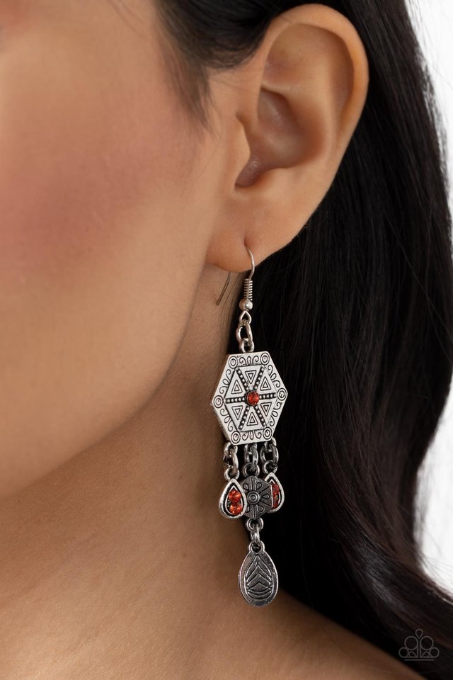 ​Dreamcatcher Delight - Orange - Paparazzi Earring Image