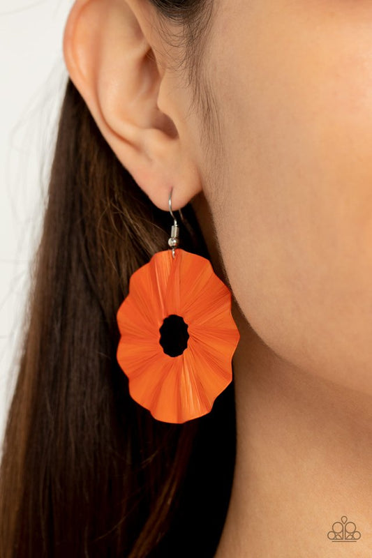 Fan the Breeze - Orange - Paparazzi Earring Image