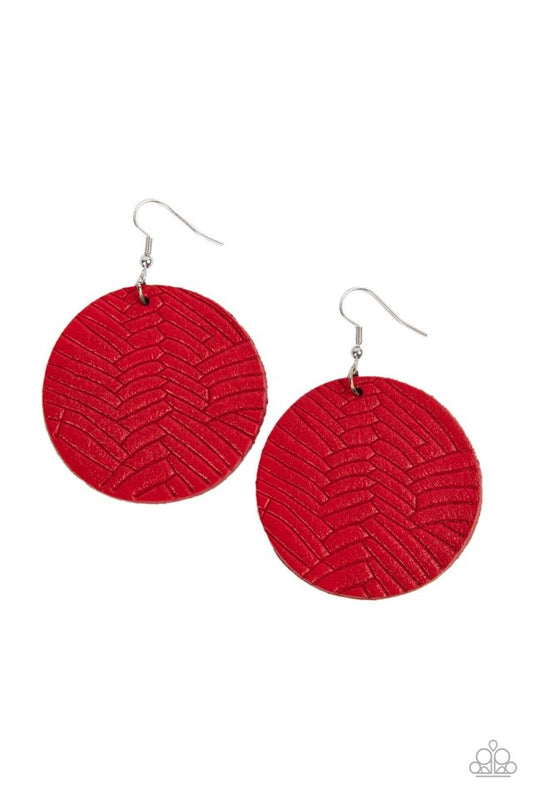 Leathery Loungewear - Red - Paparazzi Earring Image