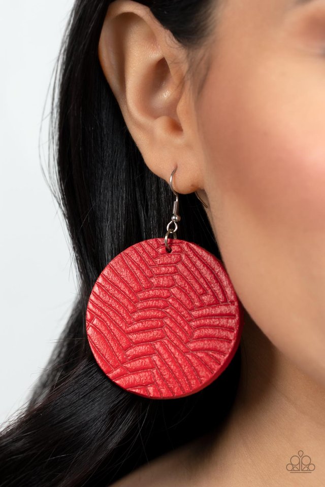 Leathery Loungewear - Red - Paparazzi Earring Image