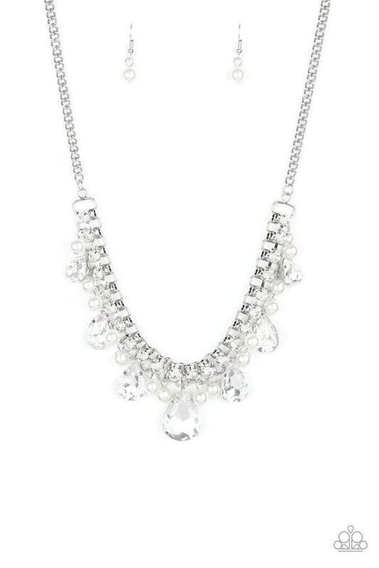 Paparazzi Necklace ~ Knockout Queen - White