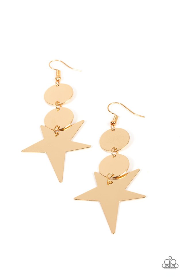 Star Bizarre - Gold - Paparazzi Earring Image