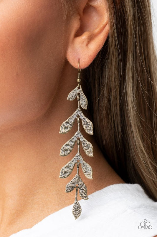 ​Lead From the FROND - Brass - Paparazzi Earring Image