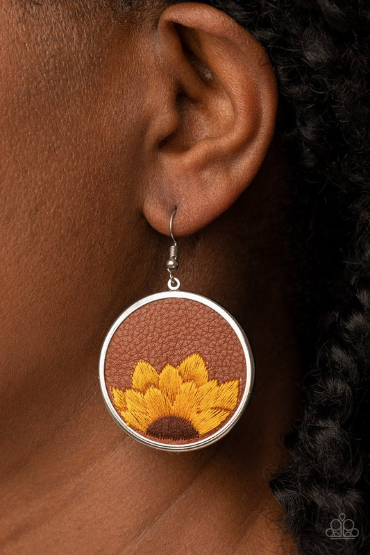 Sun-Kissed Sunflowers - Brown - Paparazzi Earring Image