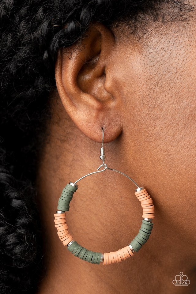 Skillfully Stacked - Green - Paparazzi Earring Image