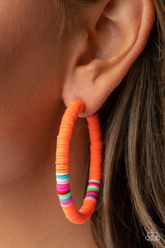 Colorfully Contagious - Orange - Paparazzi Earring Image