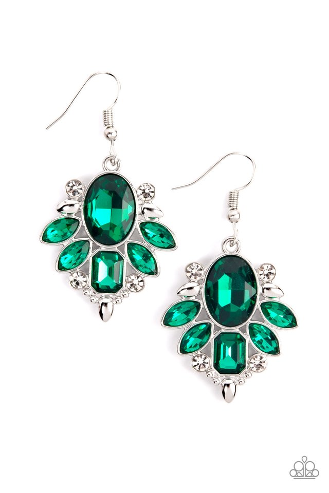 Glitzy Go-Getter - Green - Paparazzi Earring Image