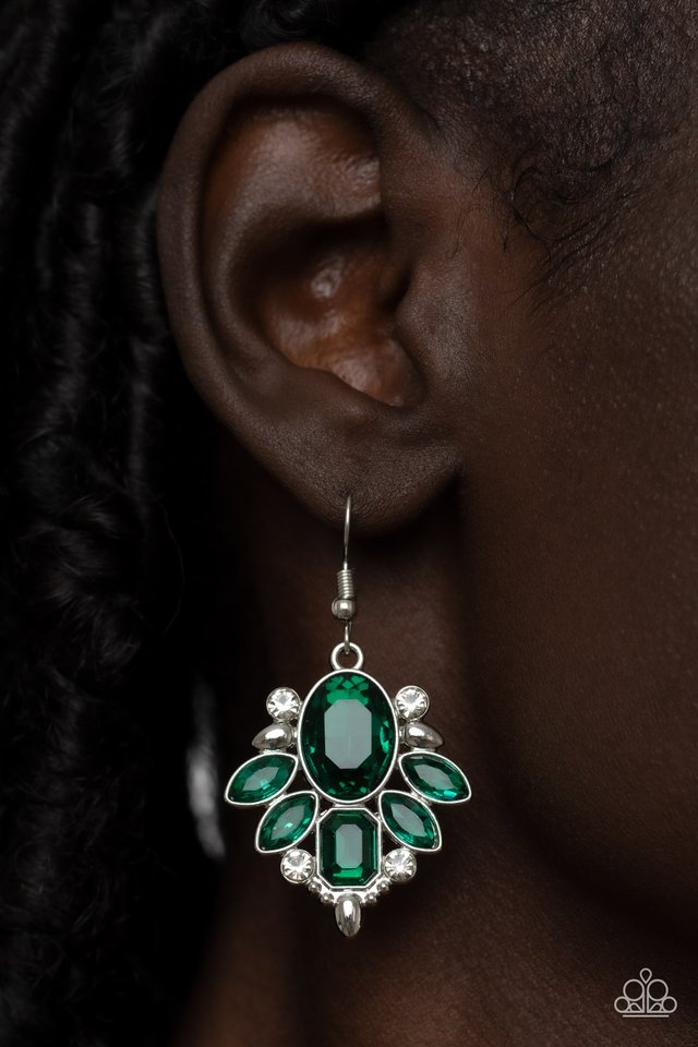 Glitzy Go-Getter - Green - Paparazzi Earring Image