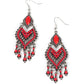 ​Dearly Debonair - Red - Paparazzi Earring Image