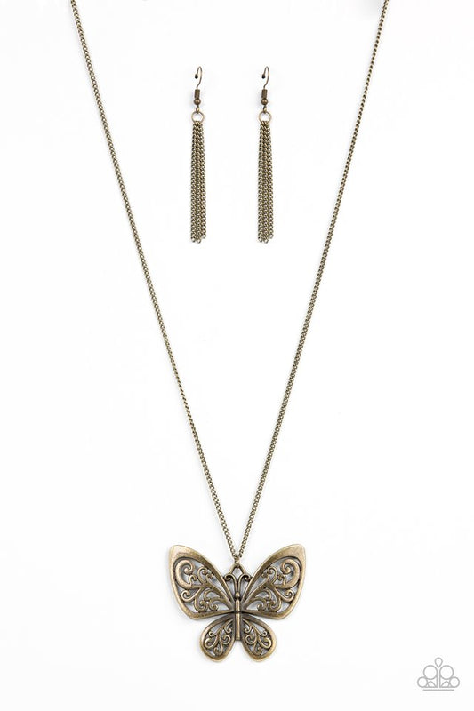 Butterfly Boutique - Brass - Paparazzi Necklace Image