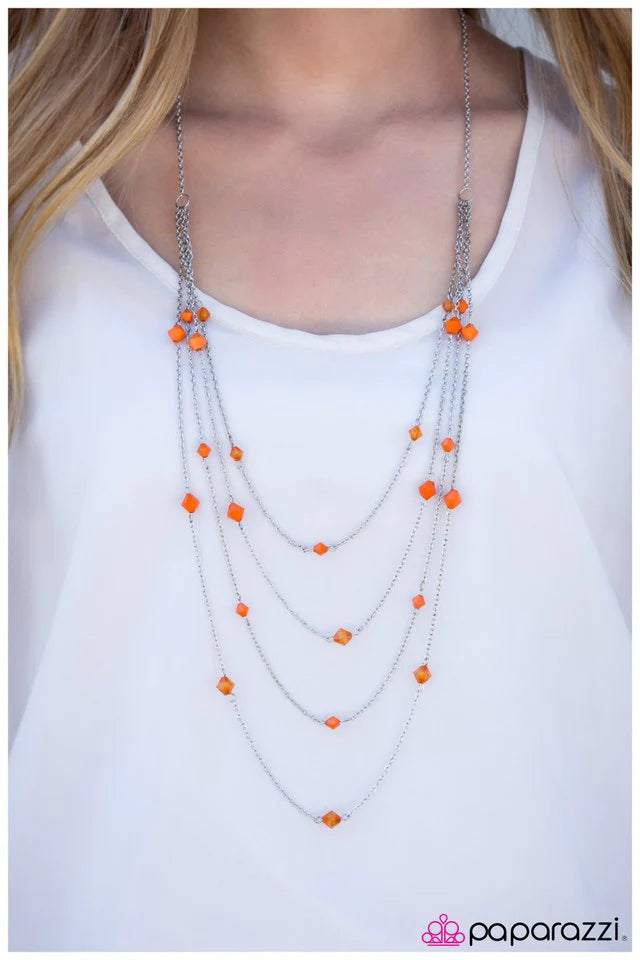 Paparazzi Necklace ~ Just Enough - Orange