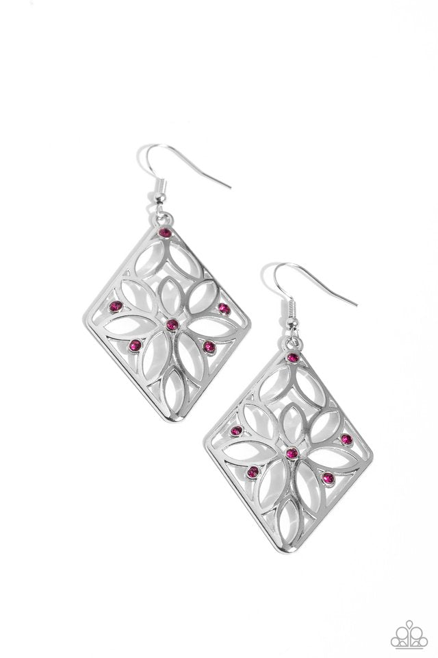 Pumped Up Posies - Pink - Paparazzi Earring Image