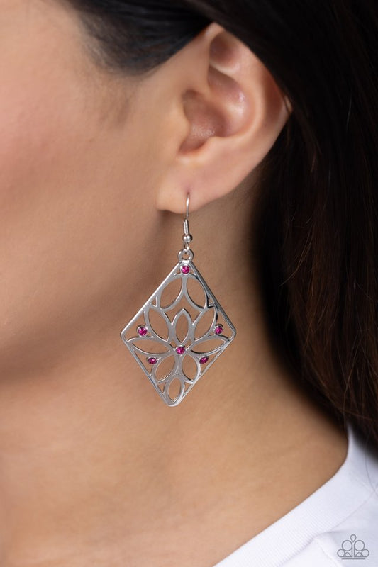 Pumped Up Posies - Pink - Paparazzi Earring Image