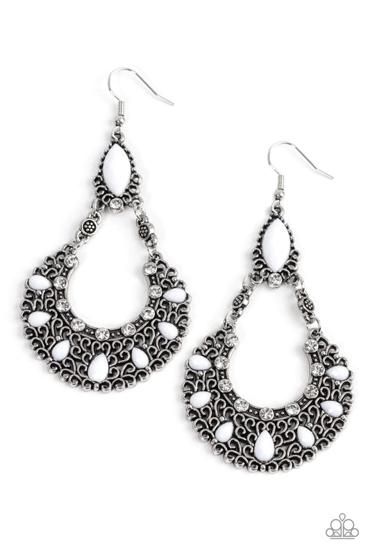 Paparazzi Earring ~ Fluent in Florals - White