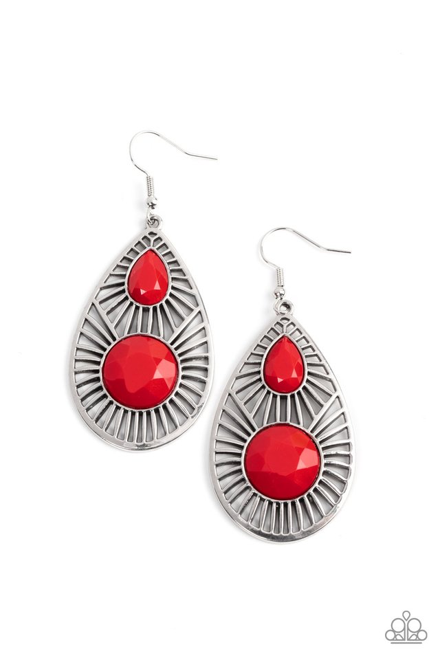 Prima Donna Diva - Red - Paparazzi Earring Image