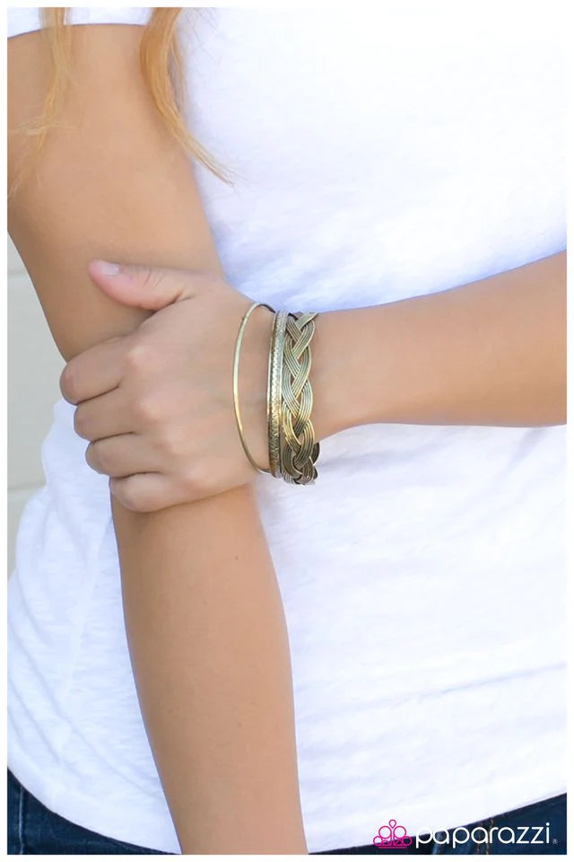 Paparazzi Bracelet ~ A BRAID New World - Brass