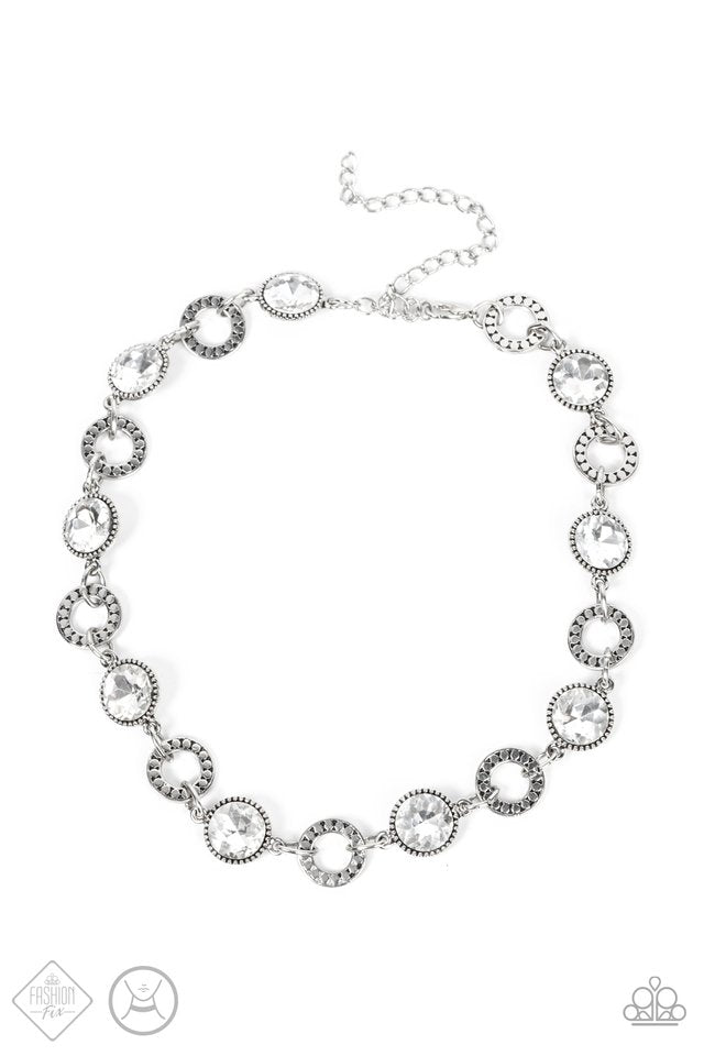 Rhinestone Rollout - White - Paparazzi Necklace Image