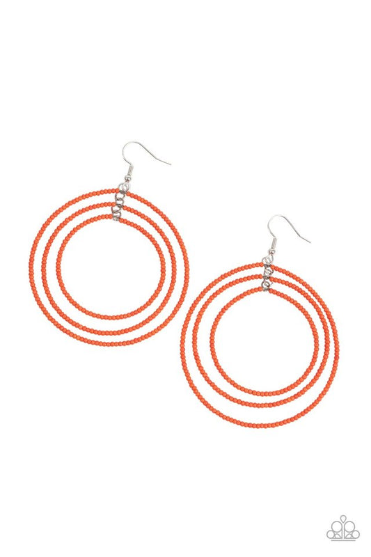 Colorfully Circulating - Orange - Paparazzi Earring Image