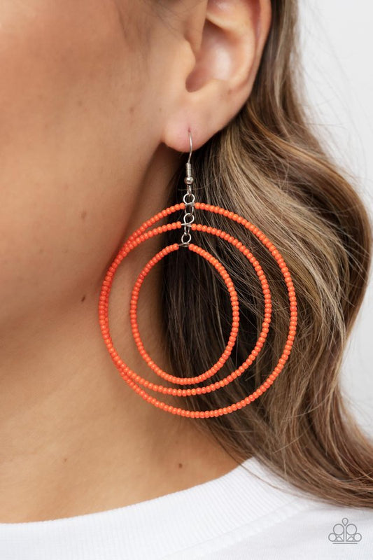 Colorfully Circulating - Orange - Paparazzi Earring Image