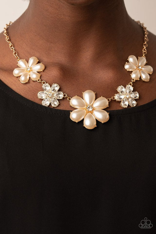 Fiercely Flowering - Gold - Paparazzi Necklace Image