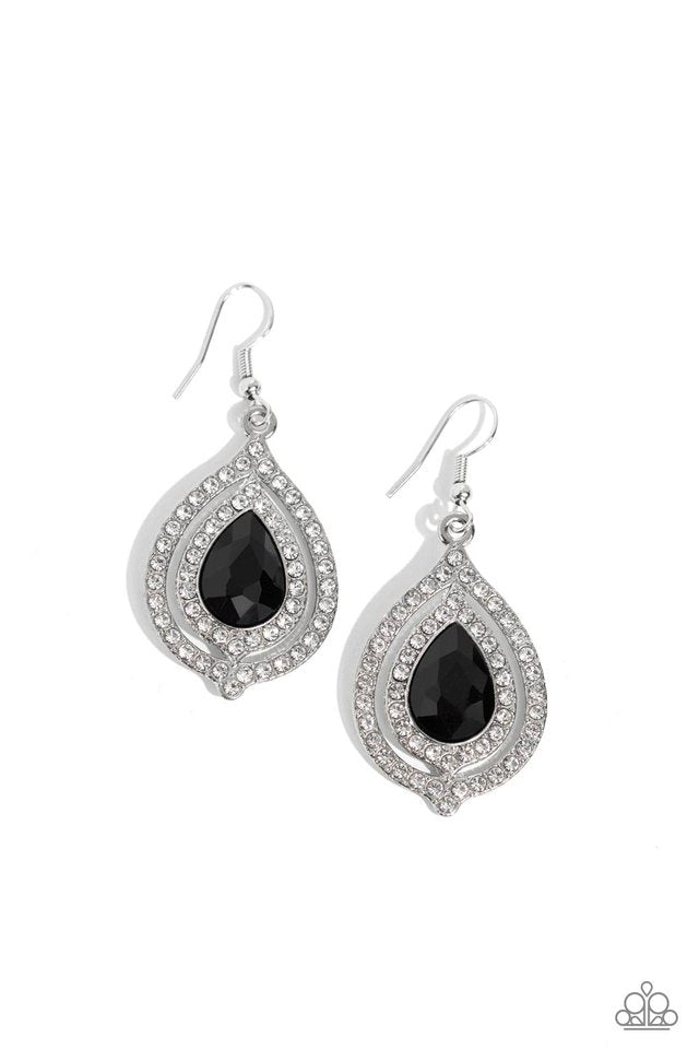 Lets GLOW, Girls! - Black - Paparazzi Earring Image