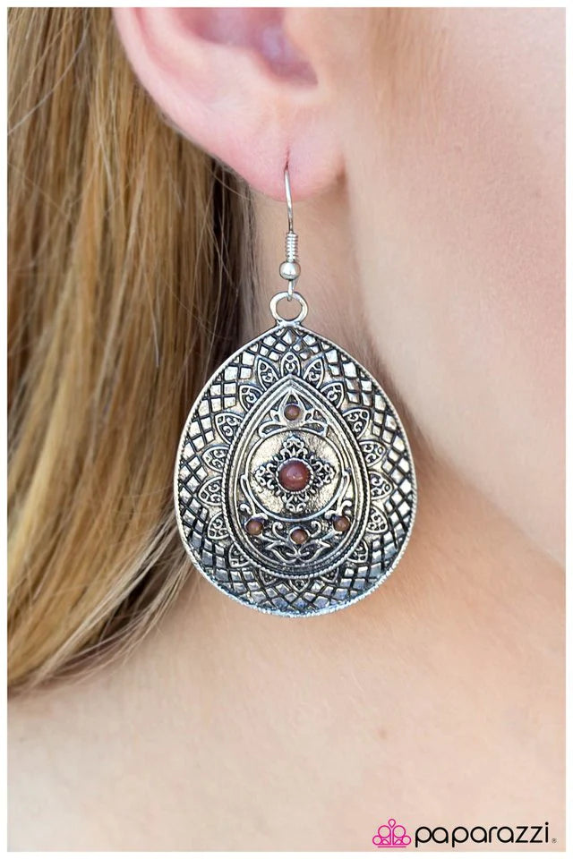 Paparazzi Earring ~ A Drop In The Bucket - Brown